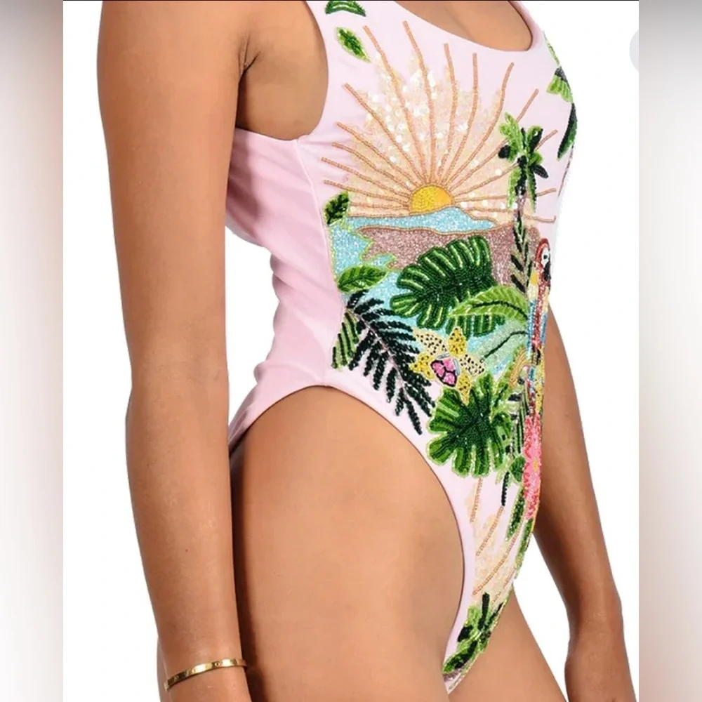 Maya swimsuit Pink Tropical Parrot One-Piece Swimsuit - Picture 2 of 9